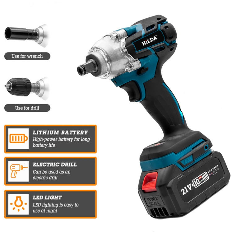 HILDA Motorized Wrenches Lithium Repair Parts With 22mm Socket, US Plug, Model: Blue With 1 Battery+1 Charger(3000mAh) - Screws by HILDA | Online Shopping South Africa | PMC Jewellery | Buy Now Pay Later Mobicred