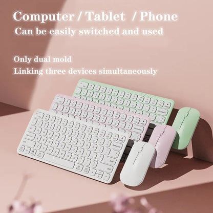 B087 2.4G Portable 78 Keys Dual Mode Wireless Bluetooth Keyboard And Mouse, Style: Keyboard Pink - Wireless Keyboard by PMC Jewellery | Online Shopping South Africa | PMC Jewellery | Buy Now Pay Later Mobicred