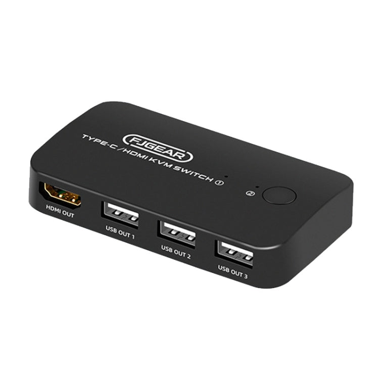 FJGEAR FJ-TYH201 Type-C / HDMI KVM Switch With Desktop Controller - Switch by FJGEAR | Online Shopping South Africa | PMC Jewellery | Buy Now Pay Later Mobicred