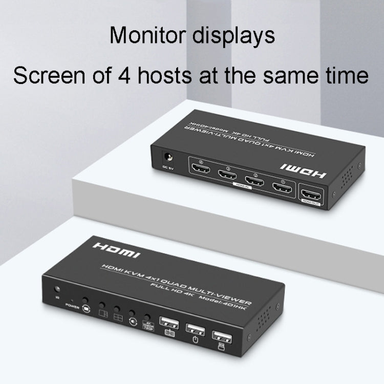 FJGEAR FJ-401HK 4 Ports HDMI KVM Video Splitter With IR Remote Controller - Splitter by FJGEAR | Online Shopping South Africa | PMC Jewellery | Buy Now Pay Later Mobicred