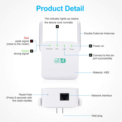 2.4G 300M Wi-Fi Amplifier Long Range WiFi Repeater Wireless Signal Booster UK Plug White - Broadband Amplifiers by PMC Jewellery | Online Shopping South Africa | PMC Jewellery | Buy Now Pay Later Mobicred