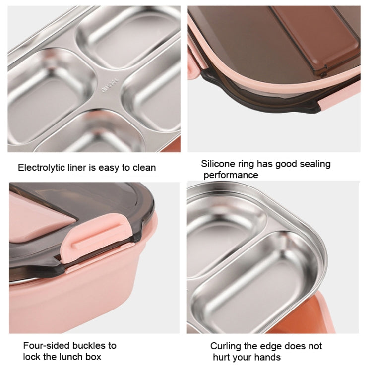 304 Stainless Steel Lunch Box Leakproof Insulated Student Dormitory Bento Box, Spec: 4 Grid Pink - Cutlery Sets by PMC Jewellery | Online Shopping South Africa | PMC Jewellery