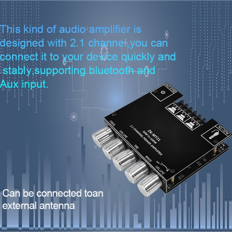 ZK-MT21 50W x 2+100W 2.1 Channel Bluetooth Digital Amplifier Module - Breadboard / Amplifier Board by PMC TechLife | Online Shopping South Africa | PMC TechLife