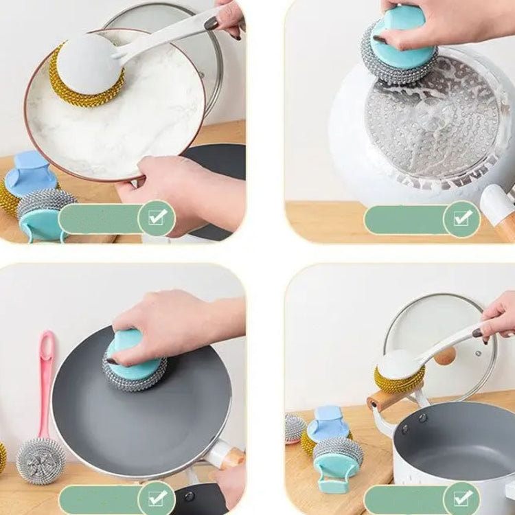 Removable Cleaning Wire Ball Kitchen Pot And Dish Brush(Random Handle+Ball) - Cleaning Tools by PMC TechLife | Online Shopping South Africa | PMC TechLife