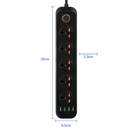 A03 2m 3000W 5 Plugs + 4-USB Ports Multifunctional Flame-retardant Socket with Switch(US Plug) - Extension Socket by PMC Jewellery | Online Shopping South Africa | PMC Jewellery | Buy Now Pay Later Mobicred