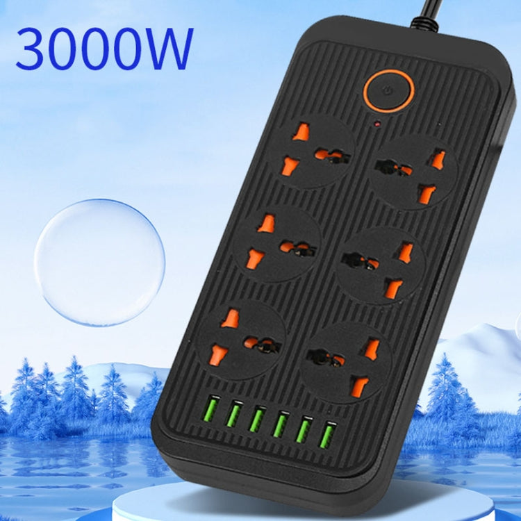 A07 2m 3000W 6 Plugs + 6-USB Ports Multifunctional Flame-retardant Socket with Switch(UK Plug) - Extension Socket by PMC TechLife | Online Shopping South Africa | PMC TechLife | Buy Now Pay Later Mobicred