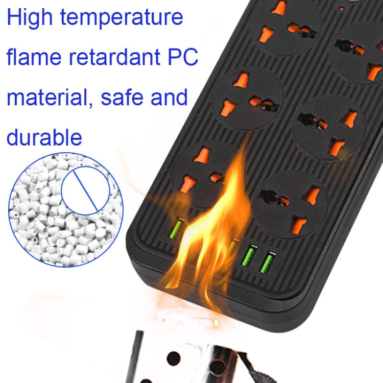 A07 2m 3000W 6 Plugs + 6-USB Ports Multifunctional Flame-retardant Socket with Switch(UK Plug) - Extension Socket by PMC TechLife | Online Shopping South Africa | PMC TechLife | Buy Now Pay Later Mobicred