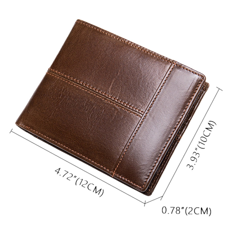 RFID Anti-Theft Short Mens Wallet Multi-Card Slot Cowhide Coin Purse(Coffee) - Antimagnetic RFID Package by PMC Jewellery | Online Shopping South Africa | PMC Jewellery | Buy Now Pay Later Mobicred