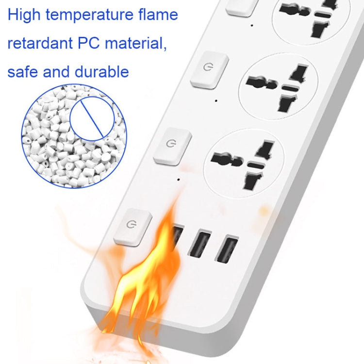 T14 2m 2500W 3 Plugs + 3-USB Ports Multifunctional Socket With Switch, Specification: US Plug (White) - Extension Socket by PMC TechLife | Online Shopping South Africa | PMC TechLife | Buy Now Pay Later Mobicred