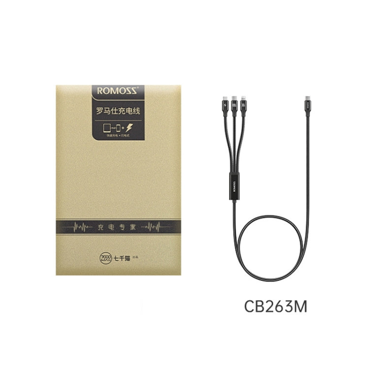 ROMOSS PD100W 3-In-1 Data Cable Type-C/USB-C To 8 Pin & Type-C & Micro Fast Charging Line 1.5m(Black) - Multifunction Cable by ROMOSS | Online Shopping South Africa | PMC Jewellery | Buy Now Pay Later Mobicred