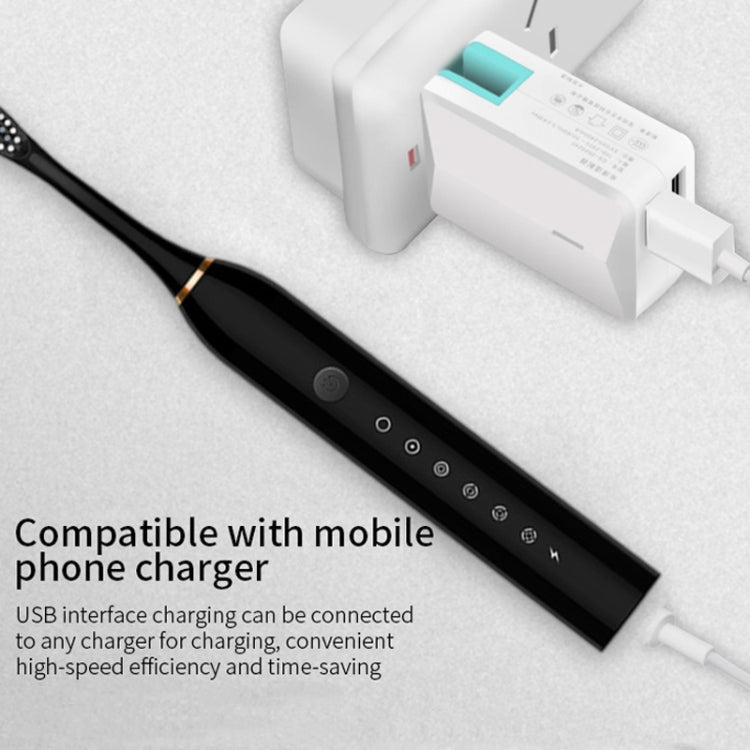 Rechargeable Ultrasonic Soft Bristle Electrical Toothbrushes Flosser 6 Gear With 4 Brushes(Black) - Toothbrushes by PMC TechLife | Online Shopping South Africa | PMC TechLife | Buy Now Pay Later Mobicred