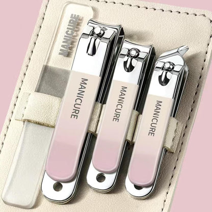 4pcs /Set Stainless Steel Nail Knife Set Household Portable Rotating Bag Nail Cutting Tool, Color: Light Pink - Nail Clipper by PMC Jewellery | Online Shopping South Africa | PMC Jewellery | Buy Now Pay Later Mobicred