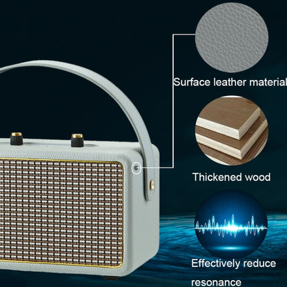 Leather Texture Portable Wooden Home Karaoke Bluetooth Speaker, Color: Gray+Dual-microphone - Desktop Speaker by PMC Jewellery | Online Shopping South Africa | PMC Jewellery | Buy Now Pay Later Mobicred