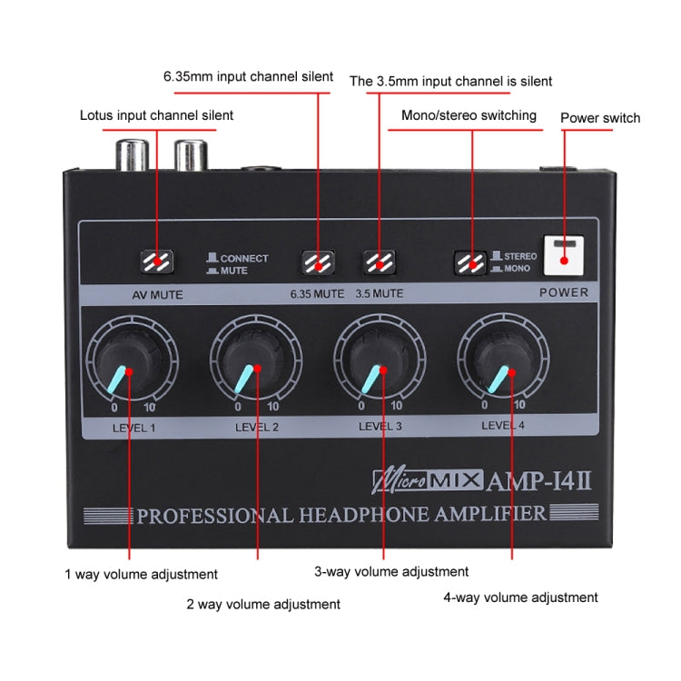 Mini HIFI 8-channel Monitoring Portable Headphone Amplifier Distributor(US Plug) -  by PMC Jewellery | Online Shopping South Africa | PMC Jewellery | Buy Now Pay Later Mobicred