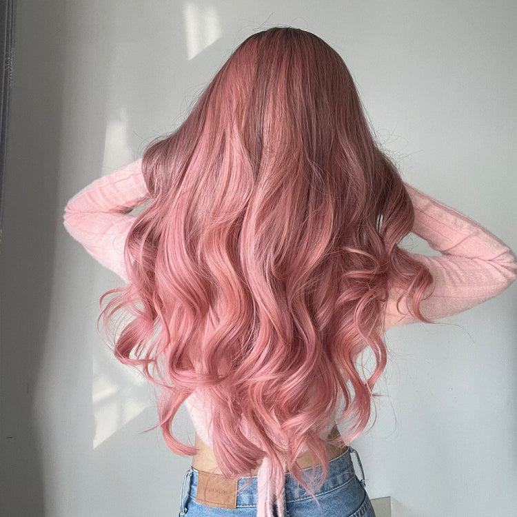Gradient Pink Long Curly Chemical Fiber Wig Headgear(LC313) - free shipping - PMC TechLife - Order now!
