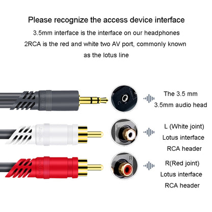 JINGHUA 3.5mm To 2RCA Audio Cable Game Console Outdoor Audio Connection Cable, Size: 30m(Grey) - RCA Cable by JINGHUA | Online Shopping South Africa | PMC Jewellery | Buy Now Pay Later Mobicred