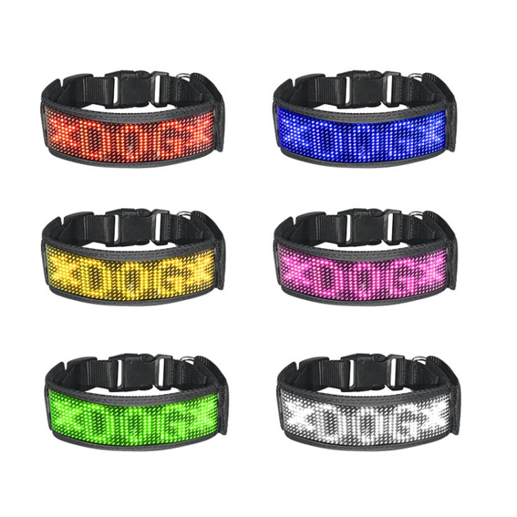 LED Display Pet Collar Rechargeable High Visibility DIY Single Color Collar(Blue) - Collars by PMC TechLife | Online Shopping South Africa | PMC TechLife | Buy Now Pay Later Mobicred