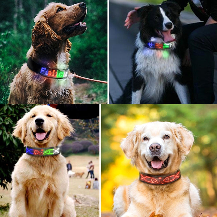 LED Display Pet Collar Rechargeable High Visibility DIY Single Color Collar(Red) - free shipping - PMC TechLife - Order now!