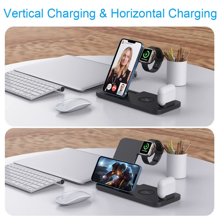 4-in-1 Foldable Desktop Mobile Phone Watch Earphones Wireless Charger(White) - Wireless Charger by PMC Jewellery | Online Shopping South Africa | PMC Jewellery | Buy Now Pay Later Mobicred