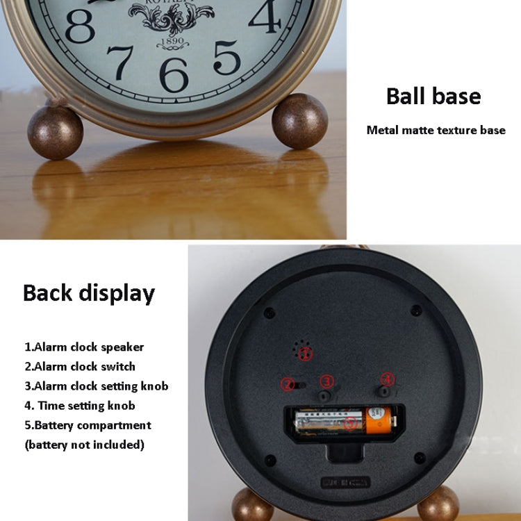 Retro Iron Alarm Clock Simple Desktop Quartz Clock, Style: Arab Number - Novelty Clock by PMc TechLife | Online Shopping South Africa | PMc TechLife | Buy Now Pay Later Mobicred