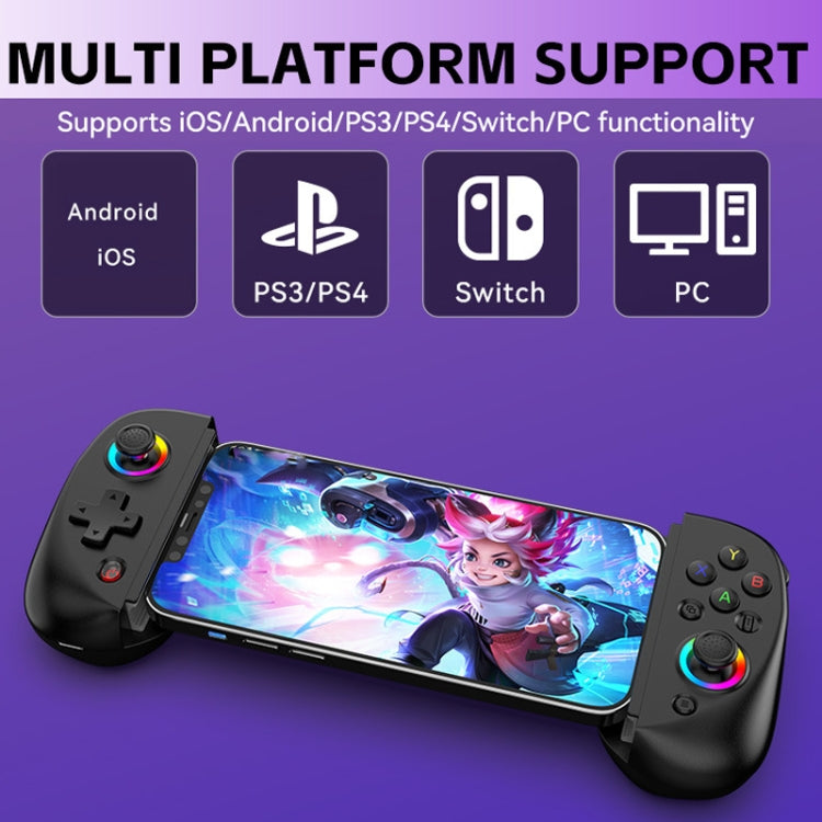 D8 Mobile Phone Stretch Band Light Gamepad Dual Hall Wireless Bluetooth Somatic Vibration Grip for PC / Android / IOS / Tablet / PS3 / PS4 / Switch, Color: Black+Receiver - Gamepads by PMC Jewellery | Online Shopping South Africa | PMC Jewellery | Buy Now Pay Later Mobicred