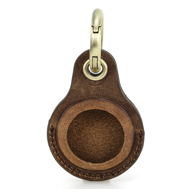 For Airtag CONTACTS FAMILY CF1139 First-layer Cowhide Tracker Protective Case Pet Locator Leather Case(Brown) - Key Chain Series by CONTACTS FAMILY | Online Shopping South Africa | PMc TechLife | Buy Now Pay Later Mobicred
