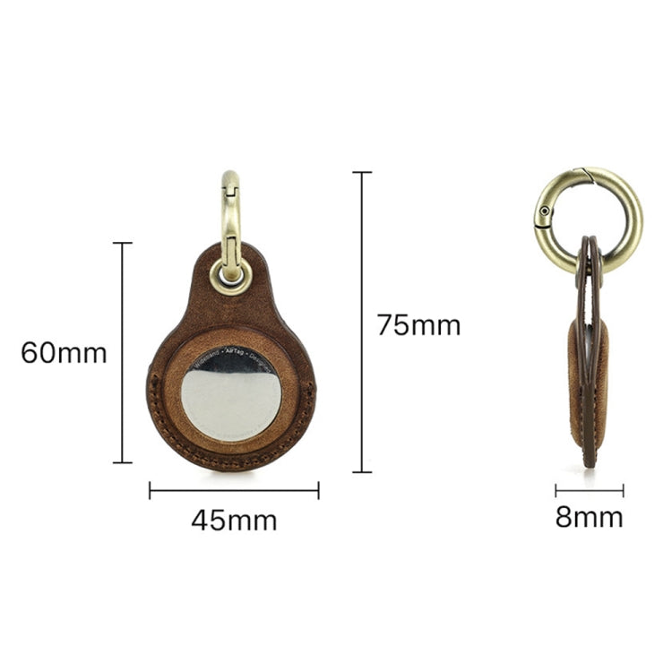 For Airtag CONTACTS FAMILY CF1139 First-layer Cowhide Tracker Protective Case Pet Locator Leather Case(Brown) - Key Chain Series by CONTACTS FAMILY | Online Shopping South Africa | PMc TechLife | Buy Now Pay Later Mobicred