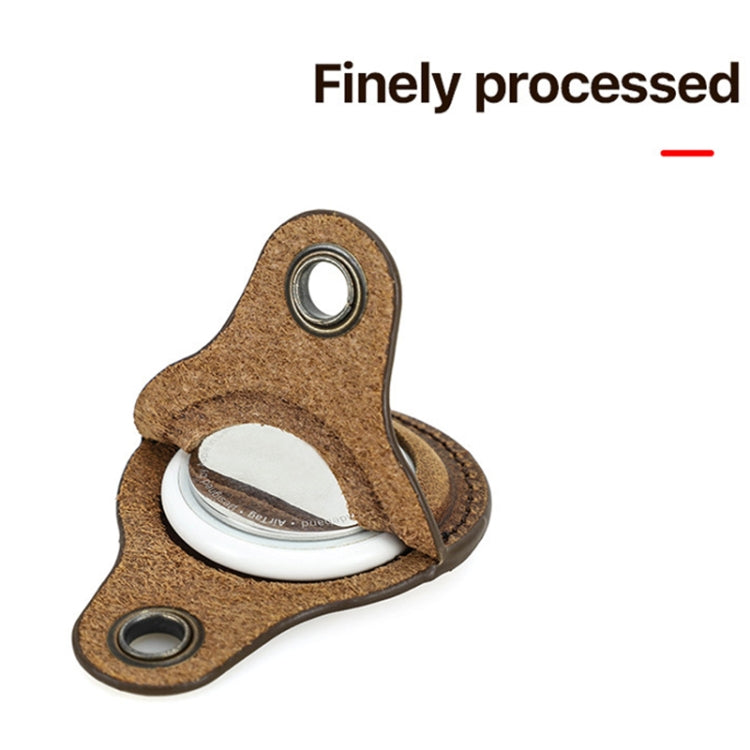 For Airtag CONTACTS FAMILY CF1139 First-layer Cowhide Tracker Protective Case Pet Locator Leather Case(Brown) - Key Chain Series by CONTACTS FAMILY | Online Shopping South Africa | PMc TechLife | Buy Now Pay Later Mobicred