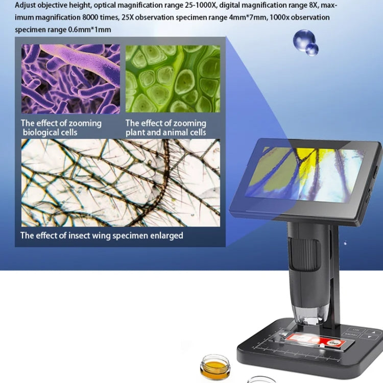 HD Electronic Digital Microscope 5 Inch Screen Touch Key 8000X Biological Cell Electronic Magnifying Glass - free shipping - PMC TechLife - Order now!