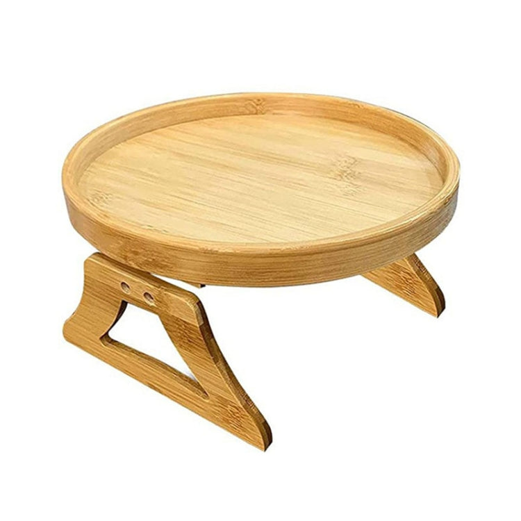 25cm Foldable Sofa Round Tray Home Couch Armrest Pallet, Style: Bamboo - Shelf & Hooks by PMc TechLife | Online Shopping South Africa | PMc TechLife | Buy Now Pay Later Mobicred