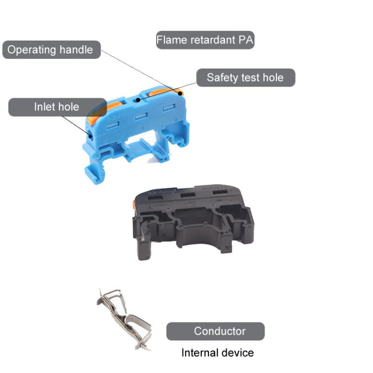 10pcs Guide Rail Type Replacement UK Quick Terminal Block 1 Input 1 Output(Gray) - Connectors & Terminals by PMc TechLife | Online Shopping South Africa | PMc TechLife | Buy Now Pay Later Mobicred
