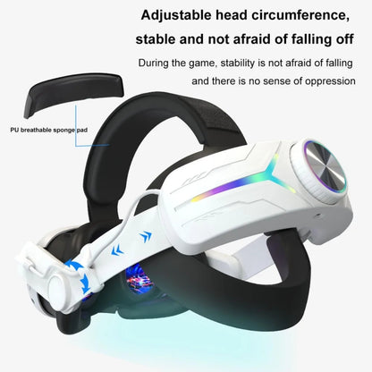 For Meta Quest 3 USB Rechargeable RGB Lighting Effect Adjustable Foldable Headset(White) - VR Accessories by PMC Jewellery | Online Shopping South Africa | PMC Jewellery