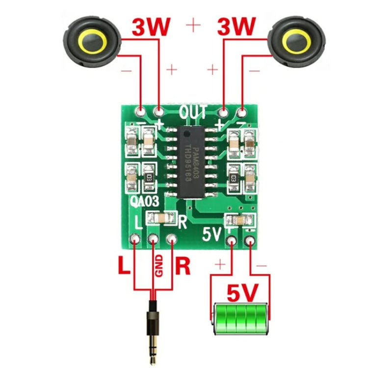 10pcs PAM8403 Mini 5V Digital Amplifier Board USB Power Supply Good Sound Effect, Specification: Module - Breadboard / Amplifier Board by PMC Jewellery | Online Shopping South Africa | PMC Jewellery