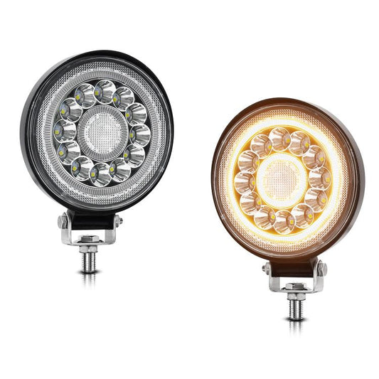 4 Inch Round Mixed Luminous Double-Circle Angel Eye Work Light(E10 1pair) - Work Lights by PMC Jewellery | Online Shopping South Africa | PMC Jewellery | Buy Now Pay Later Mobicred