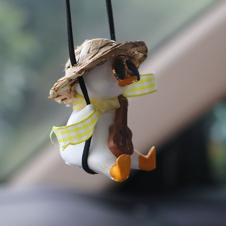 Car Cartoon Duck Rear View Mirror Interior Pendant(Pink Guitar Duck) - Ornaments by PMC Jewellery | Online Shopping South Africa | PMC Jewellery | Buy Now Pay Later Mobicred