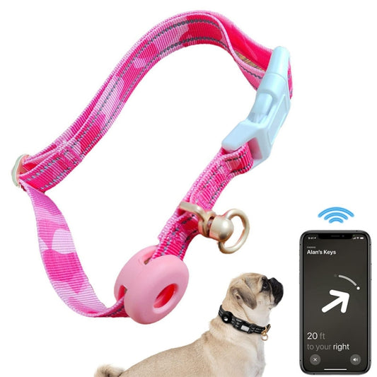 For AirTag Tracker Silicone Sleeve Medium Dog Collar Nylon Reflective Anti-Tangle Pet Collar, Size: M(Pink) - Pet Series by PMC Jewellery | Online Shopping South Africa | PMC Jewellery | Buy Now Pay Later Mobicred