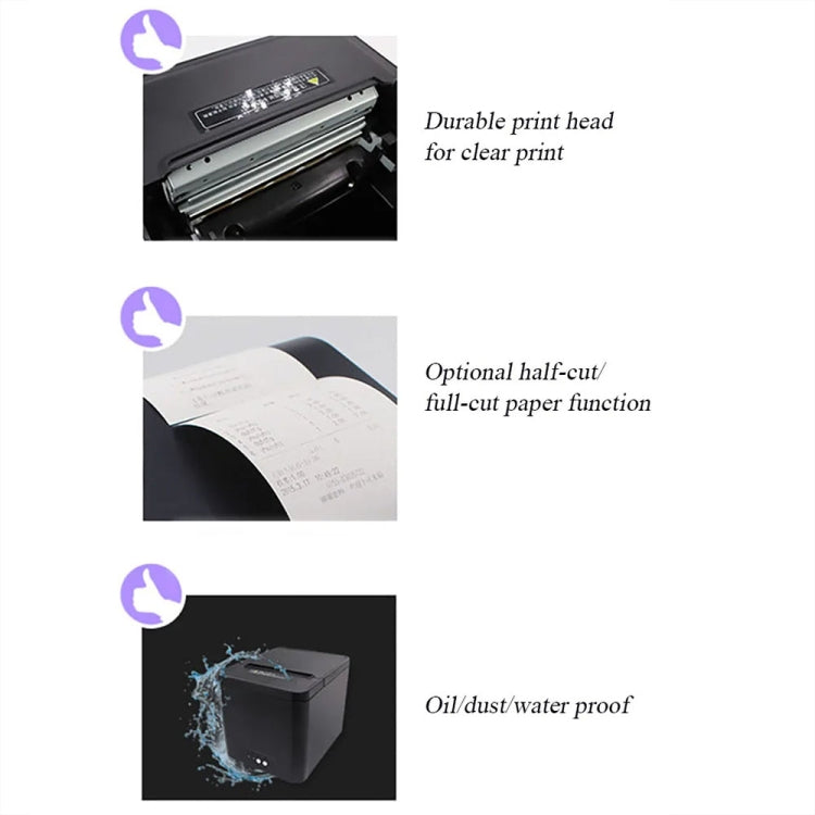 80mm USB+Network Port Thermal Receipt Printer Store Cashier Printer(US Plug) - Printer by PMC Jewellery | Online Shopping South Africa | PMC Jewellery | Buy Now Pay Later Mobicred