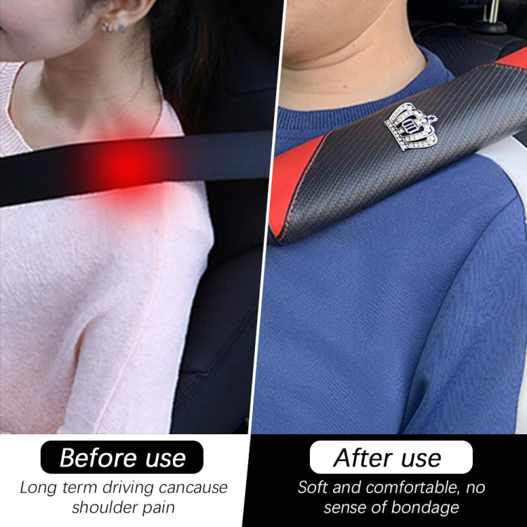 Car Seat Belt Cover Carbon Fiber Leather Auto Seat Shoulder Protection, Style: Crown Black - Seat Belts & Padding by PMC Jewellery | Online Shopping South Africa | PMC Jewellery | Buy Now Pay Later Mobicred