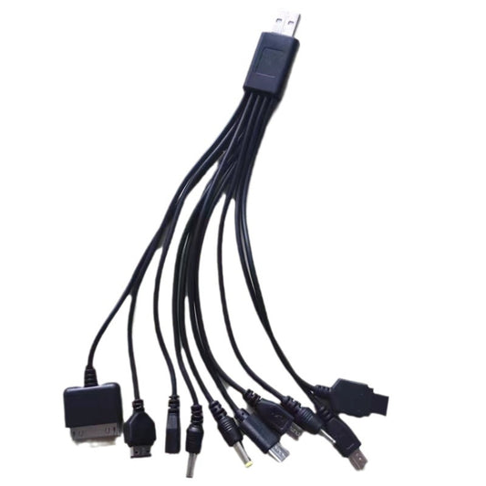 10 In 1 Multifunction USB Charging Cable For IPhone / PSP / Camera / Nokia / HTC / LG / Samsung(Black) - Multifunctional Cable by PMC Jewellery | Online Shopping South Africa | PMC Jewellery