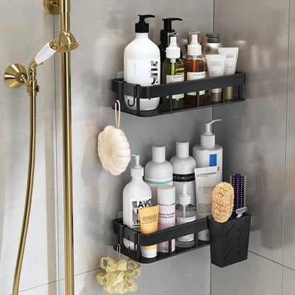 Wall-mounted Kitchen and Bathroom Storage Rack with 4 Hooks, Spec: Shelf + Pole+Cup - Shelf by PMC Jewellery | Online Shopping South Africa | PMC Jewellery