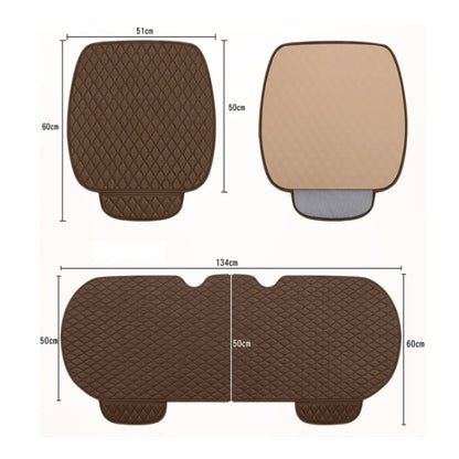 Non-Slip Rhombus Imitation Linen Car Seat Cushion, Color: Brown Back Row - Seat Accessories by PMC Jewellery | Online Shopping South Africa | PMC Jewellery | Buy Now Pay Later Mobicred