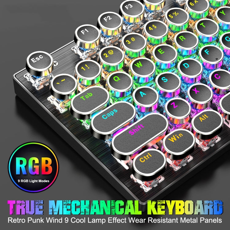 T-WOLF T75 104 Keys Adjustable RGB Light Computer Game Wired Mechanical Keyboard(Black) - Wired Keyboard by T-WOLF | Online Shopping South Africa | PMC Jewellery | Buy Now Pay Later Mobicred