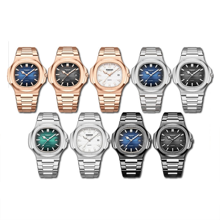 BINBOND B1885 30m Waterproof Retro Luminous Square Men Quartz Watch, Color: White Steel-Black - Metal Strap Watches by BINBOND | Online Shopping South Africa | PMC Jewellery
