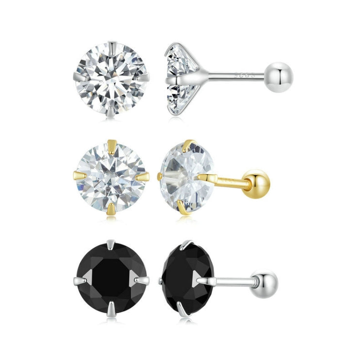 S925 Sterling Silver Platinum Plated Zircon Stud Earrings Jewelry, Color: White Zirconia M - Stud Earrings & Earrings by PMC Jewellery | Online Shopping South Africa | PMC Jewellery