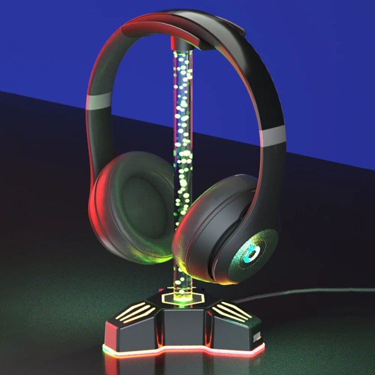 RGB Lighted Headphone Stand With Ambient Light USB Expansion Port Headphone Display Bracket, Style: With 3.5mm Port - Headset Stand by PMC Jewellery | Online Shopping South Africa | PMC Jewellery | Buy Now Pay Later Mobicred