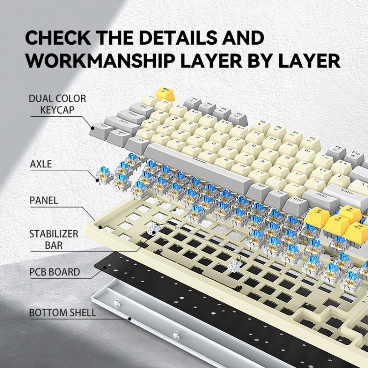 T-WOLF T50 97-keys RGB Luminous Color-Matching Game Mechanical Keyboard with Knob, Color: White B - Wired Keyboard by T-WOLF | Online Shopping South Africa | PMC Jewellery | Buy Now Pay Later Mobicred