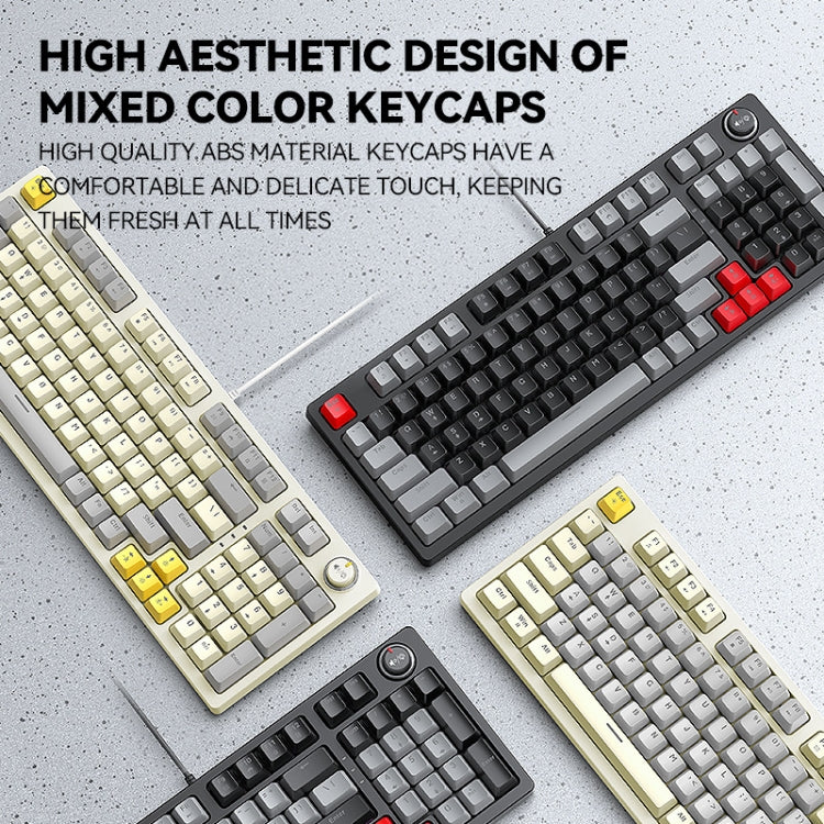 T-WOLF T50 97-keys RGB Luminous Color-Matching Game Mechanical Keyboard with Knob, Color: Black B - Wired Keyboard by T-WOLF | Online Shopping South Africa | PMC Jewellery | Buy Now Pay Later Mobicred