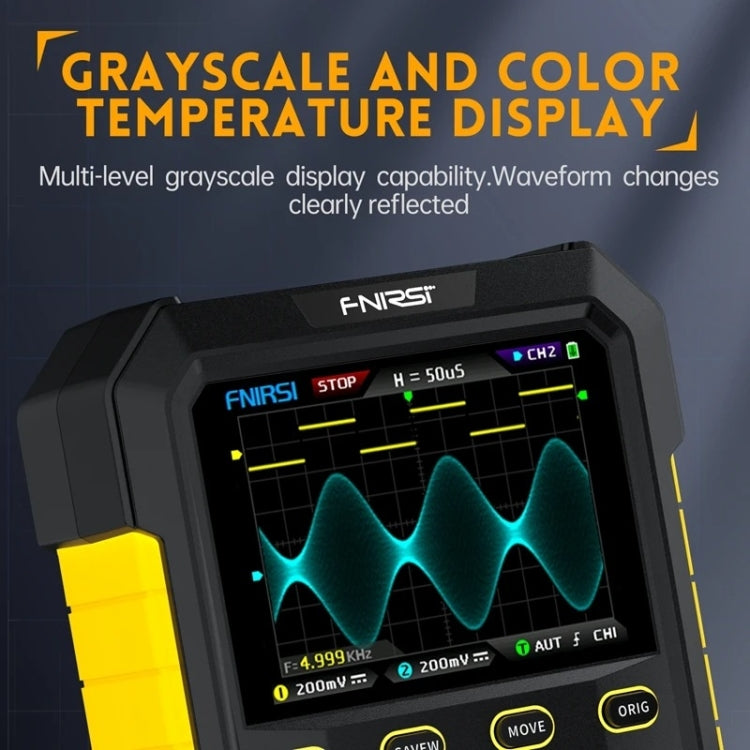 FNIRSI 2 In 1 Small Handheld Fluorescence Digital Dual-Channel Oscilloscope, US Plug(Yellow) - Other Tester Tool by FNIRSI | Online Shopping South Africa | PMC Jewellery | Buy Now Pay Later Mobicred