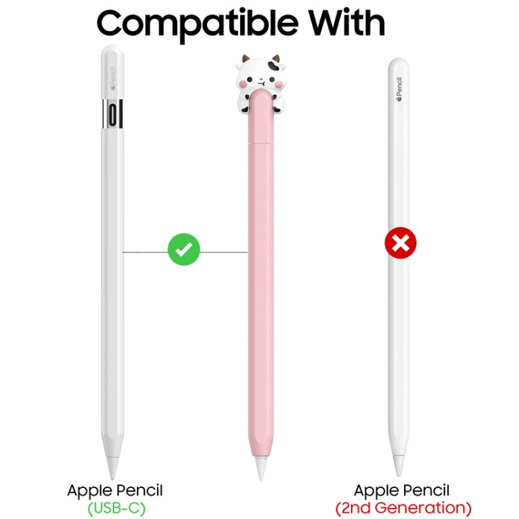 For Apple Pencil (USB-C) AhaStyle PT129-3 Stylus Cover Silicone Cartoon Protective Case, Style: White Cow - Pencil Accessories by AhaStyle | Online Shopping South Africa | PMC Jewellery | Buy Now Pay Later Mobicred