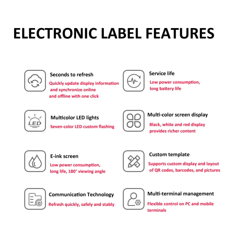 2.1 Inch E-ink Screen Bluetooth Smart Electronic Labels Support Custom Text/Picture/QR Code/Barcode - Store & Supermarket Supplies by PMc TechLife | Online Shopping South Africa | PMc TechLife | Buy Now Pay Later Mobicred